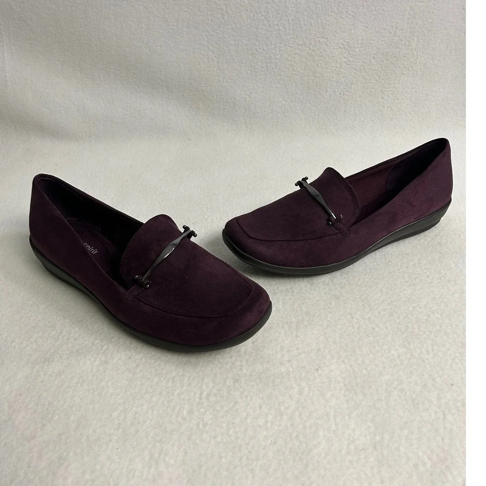 Comfort Career Easy Spirit Womens 8.5M Purple Searena2 Suede-Like Loafers